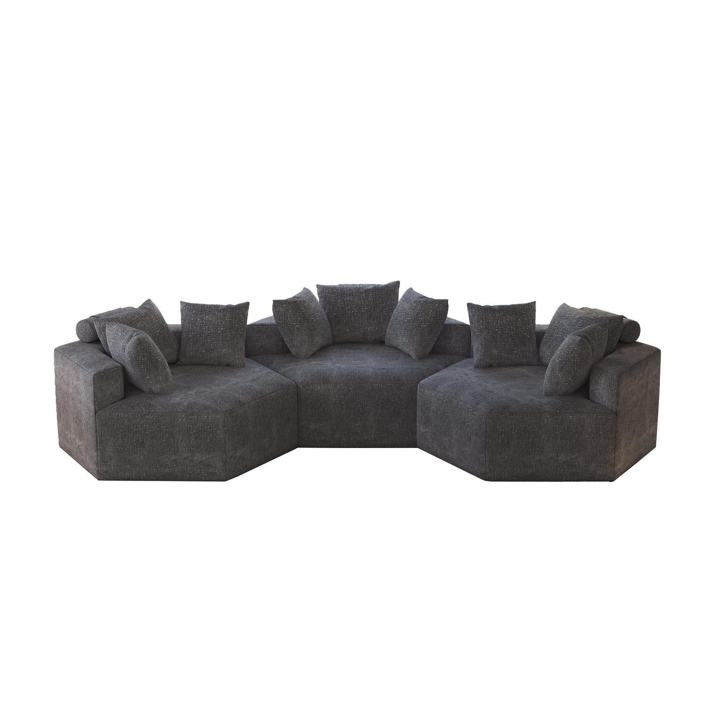 Chenille Single Sleeper Sofa with Backrest Pillow