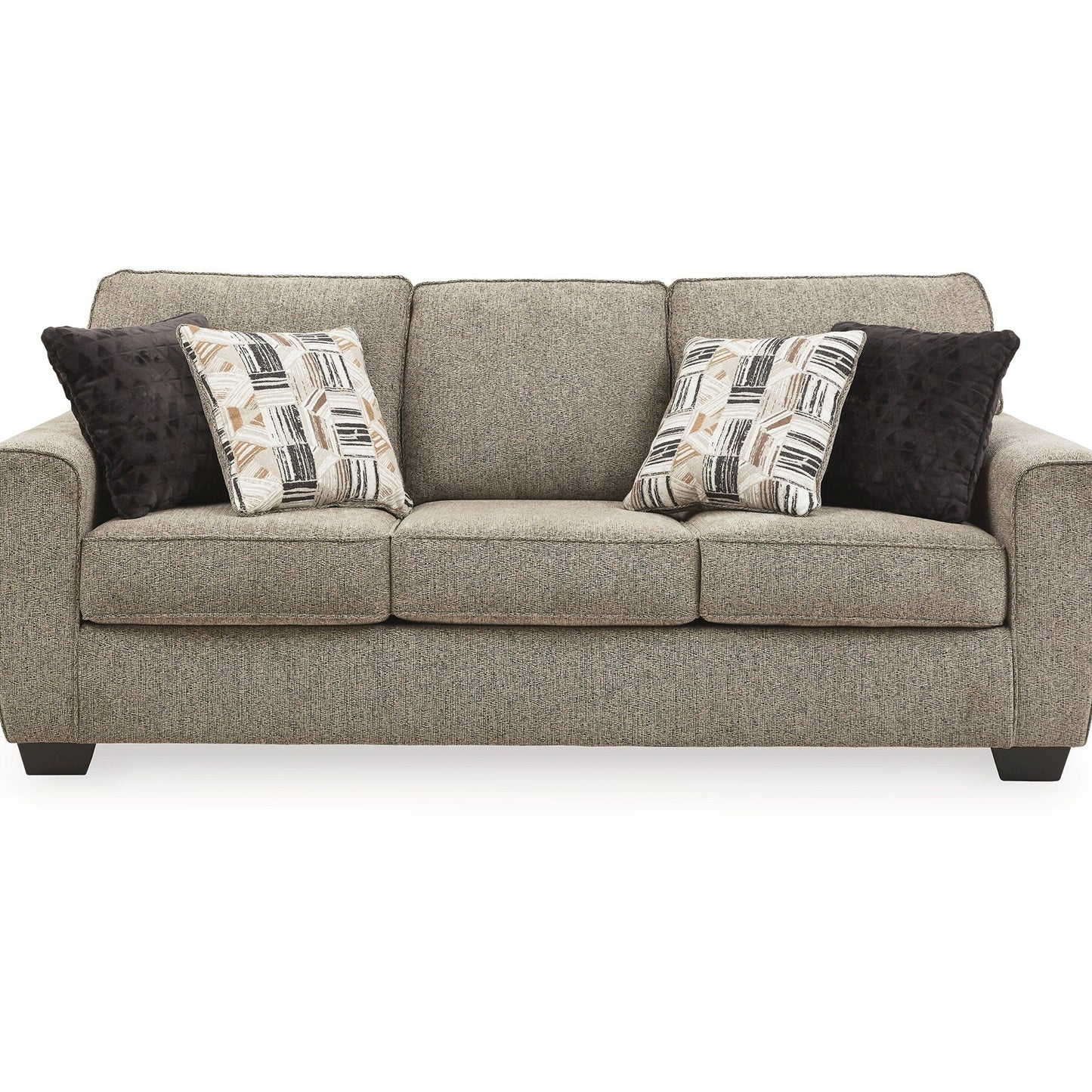Cluer Sofa, Mocha Brown Polyester Chenille, 4 Throw Pillows, 87 Inch