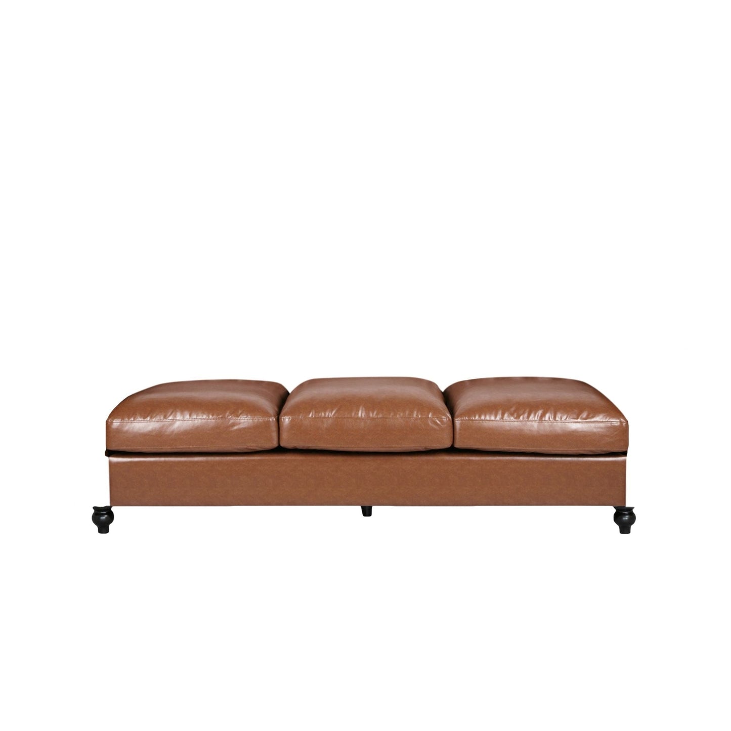 Cognac Chesterfield 84.75 Button Tufted Upholstered 3-seater Sofa with Nailheads and Wood Legs for Living Room