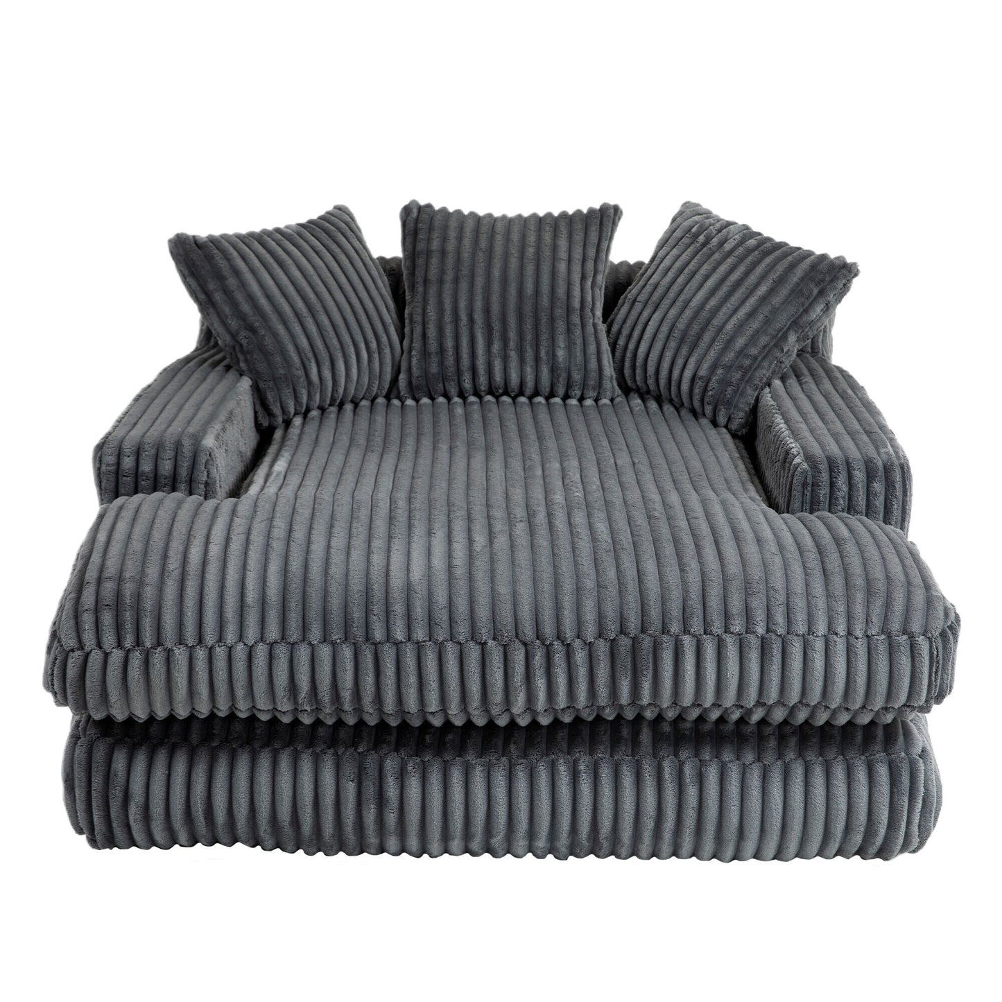 Corduroy Sleeper Sofa with High-Elastic Sponge Cushioning, No-Install Couch for Living Room