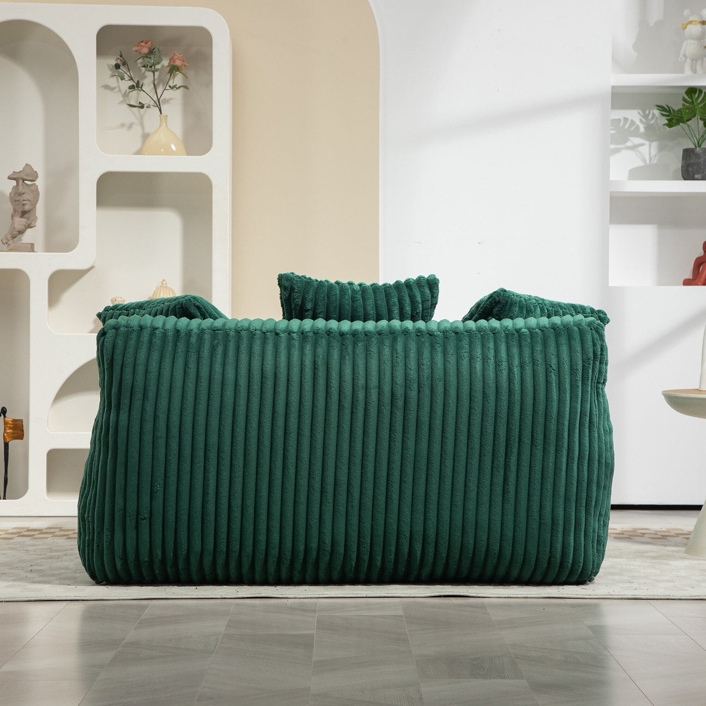 Corduroy Sleeper Sofa with High-Elastic Sponge Cushioning, No-Install Couch for Living Room
