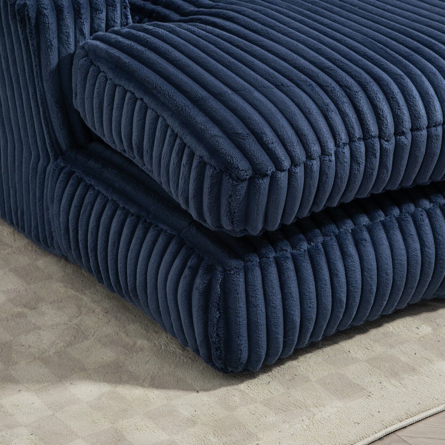 Corduroy Sleeper Sofa with High-Elastic Sponge Cushioning, No-Install Couch for Living Room