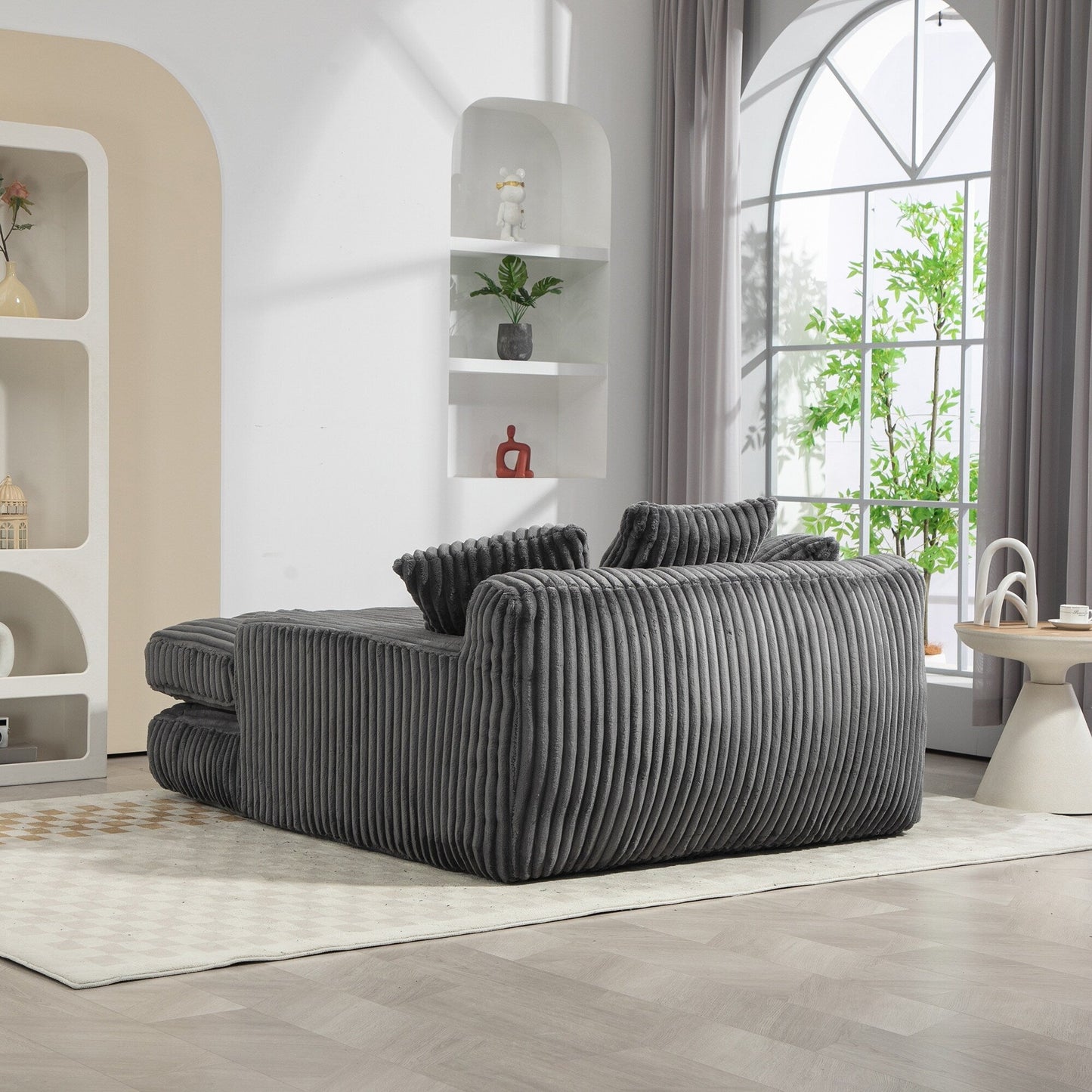 Corduroy Sleeper Sofa with High-Elastic Sponge Cushioning, No-Install Couch for Living Room