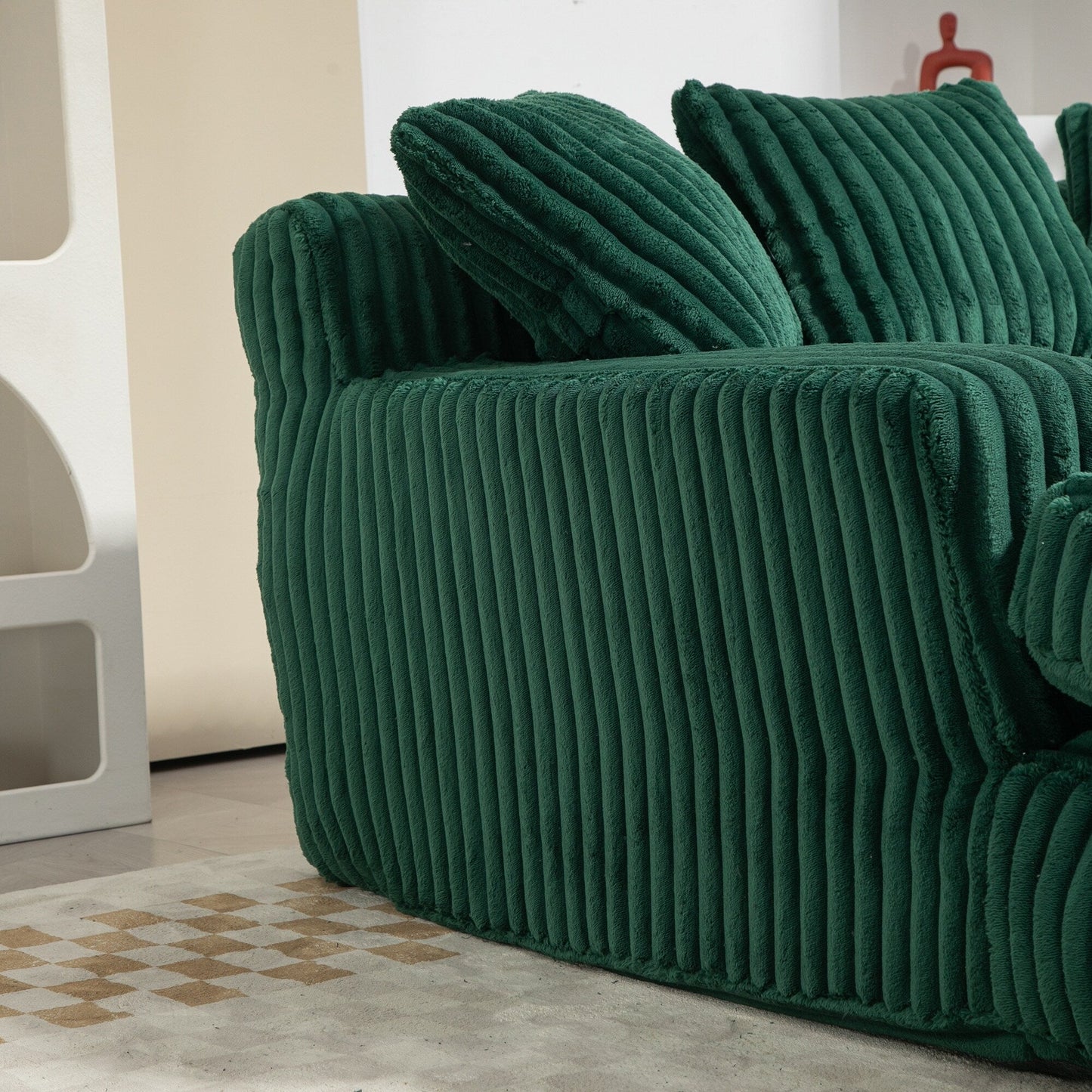 Corduroy Sleeper Sofa with High-Elastic Sponge Cushioning, No-Install Couch for Living Room