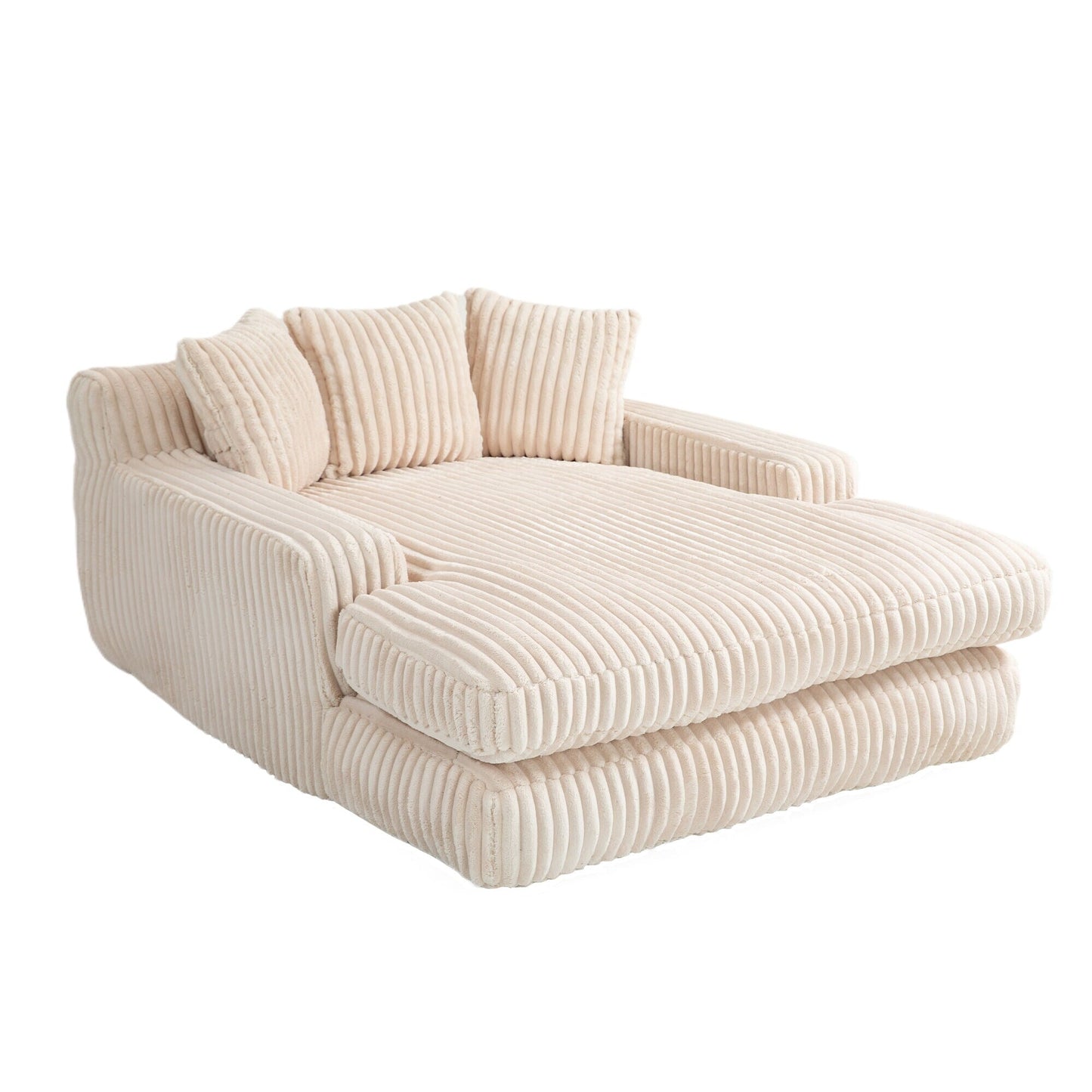 Corduroy Sleeper Sofa with High-Elastic Sponge Cushioning, No-Install Couch for Living Room