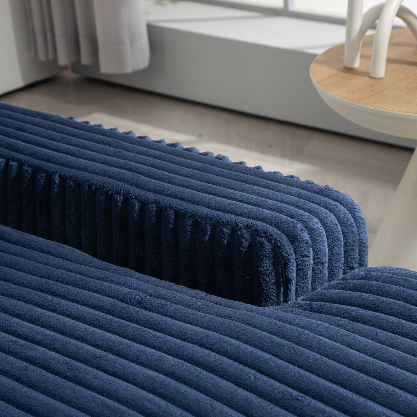 Corduroy Sleeper Sofa with High-Elastic Sponge Cushioning, No-Install Couch for Living Room