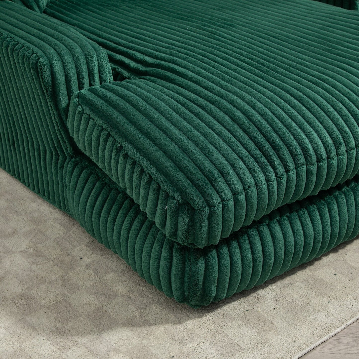 Corduroy Sleeper Sofa with High-Elastic Sponge Cushioning, No-Install Couch for Living Room