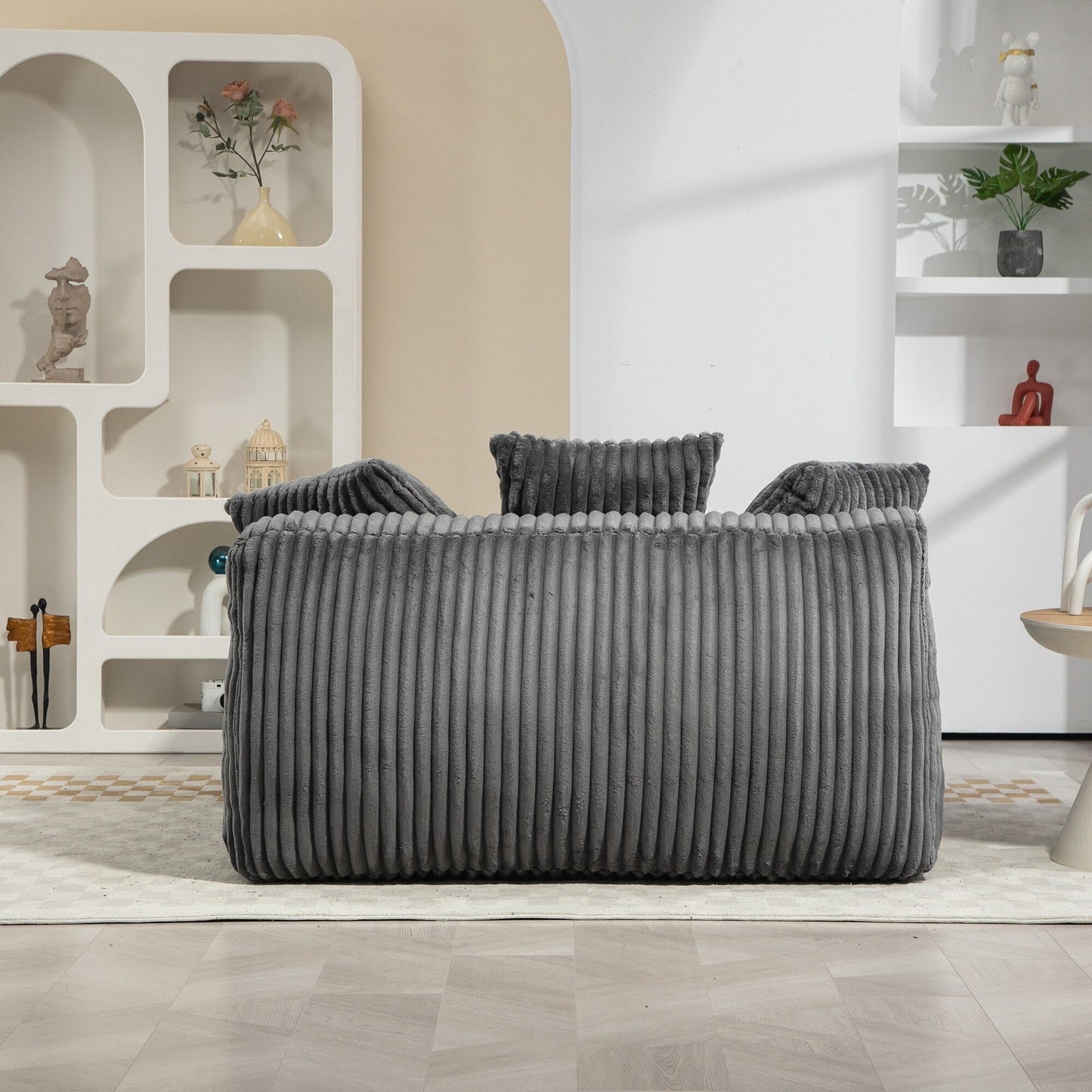 Corduroy Sleeper Sofa with High-Elastic Sponge Cushioning, No-Install Couch for Living Room