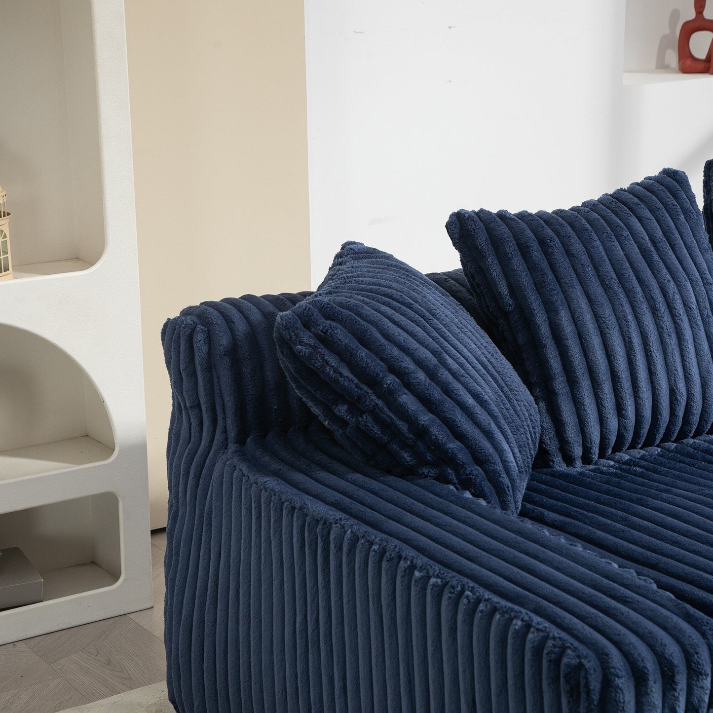 Corduroy Sleeper Sofa with High-Elastic Sponge Cushioning, No-Install Couch for Living Room