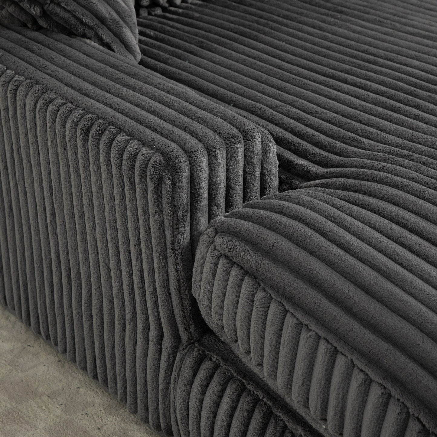 Corduroy Sleeper Sofa with High-Elastic Sponge Cushioning, No-Install Couch for Living Room