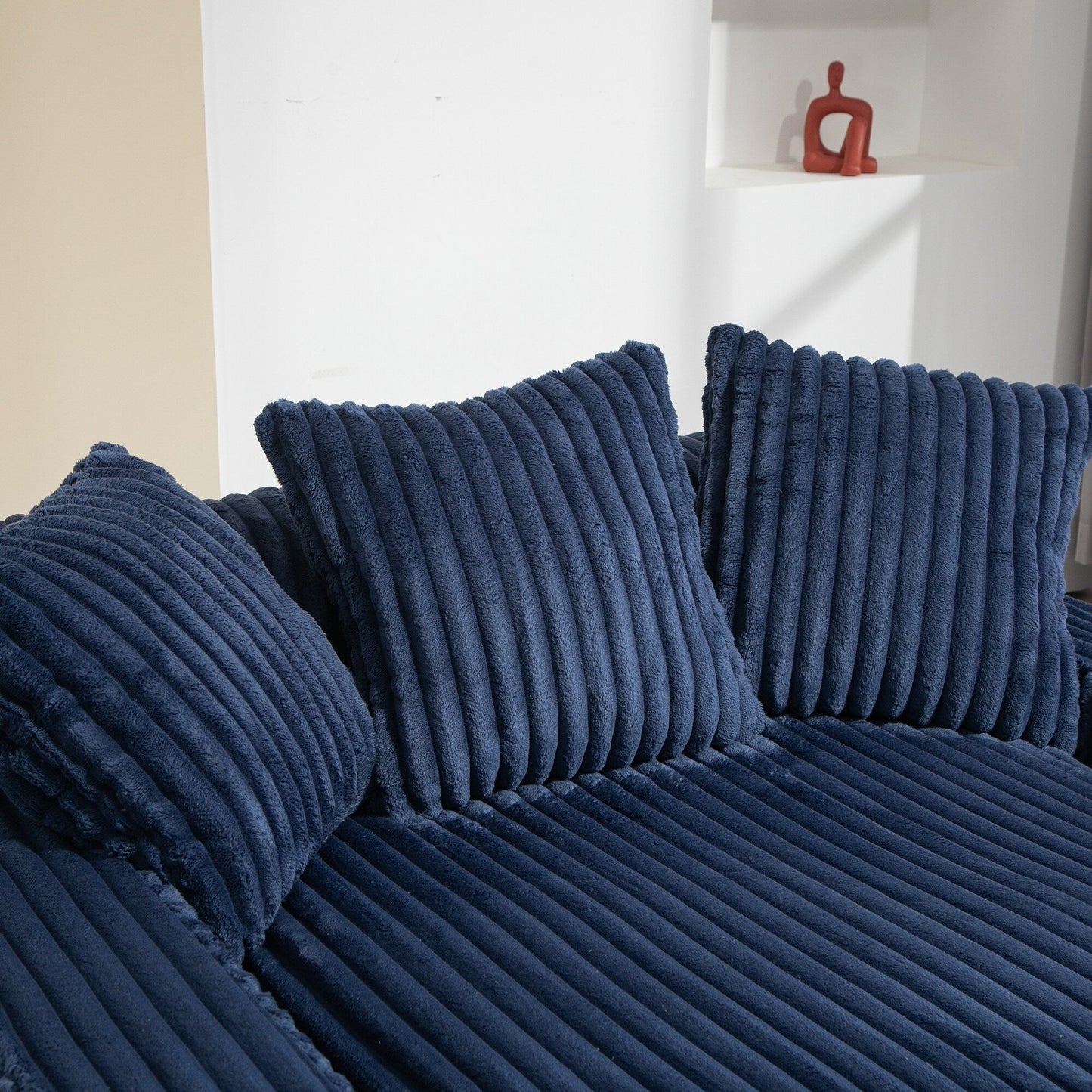 Corduroy Sleeper Sofa with High-Elastic Sponge Cushioning, No-Install Couch for Living Room