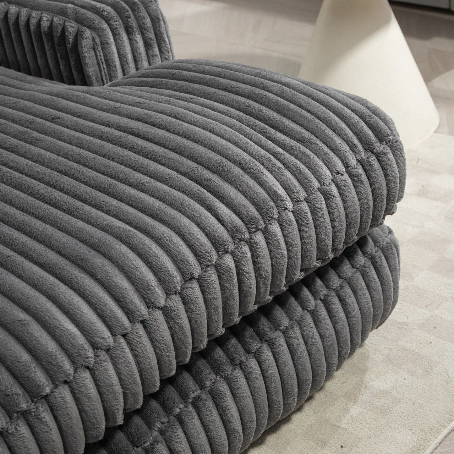 Corduroy Sleeper Sofa with High-Elastic Sponge Cushioning, No-Install Couch for Living Room