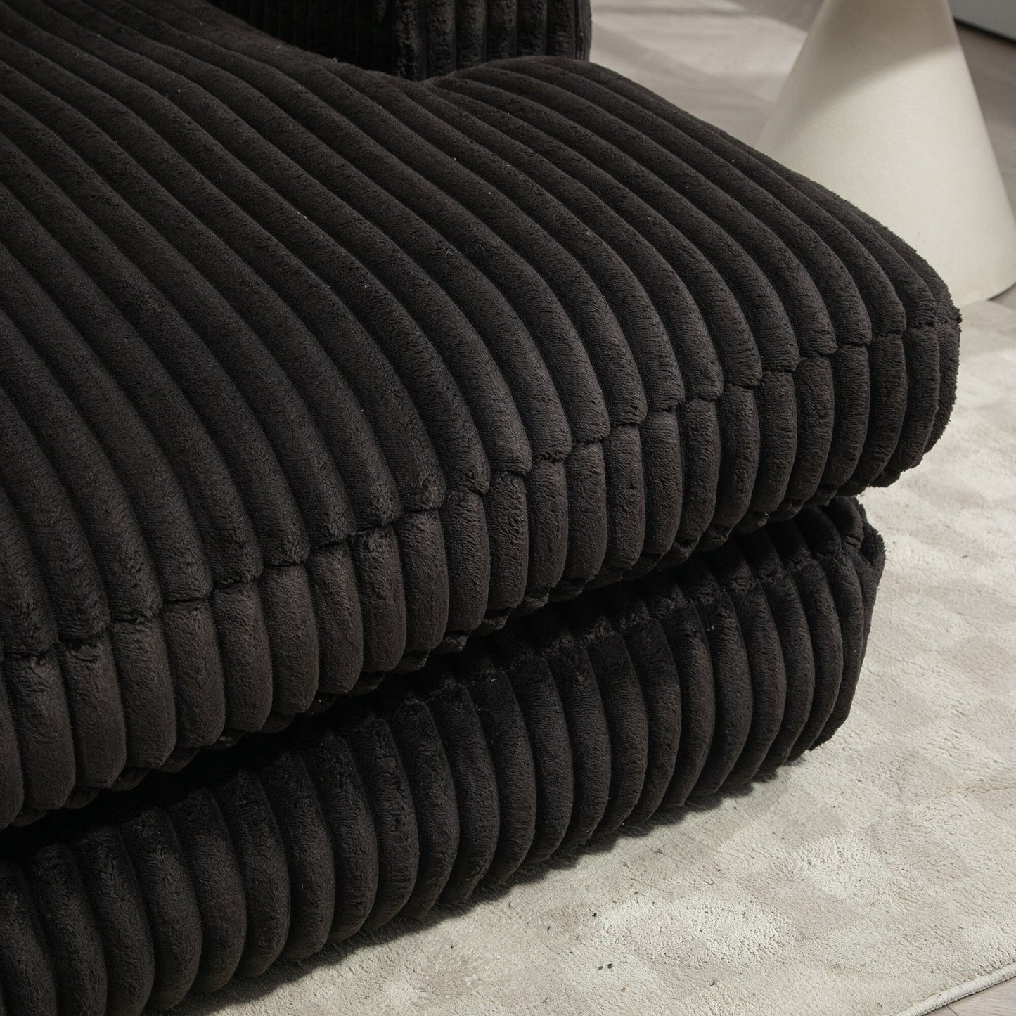 Corduroy Sleeper Sofa with High-Elastic Sponge Cushioning, No-Install Couch for Living Room