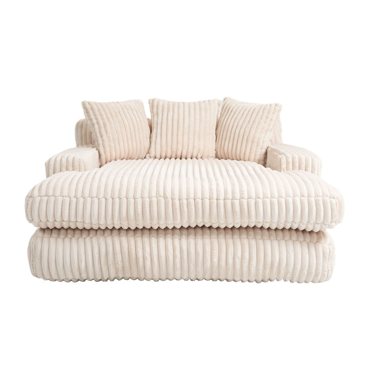 Corduroy Sleeper Sofa with High-Elastic Sponge Cushioning, No-Install Couch for Living Room