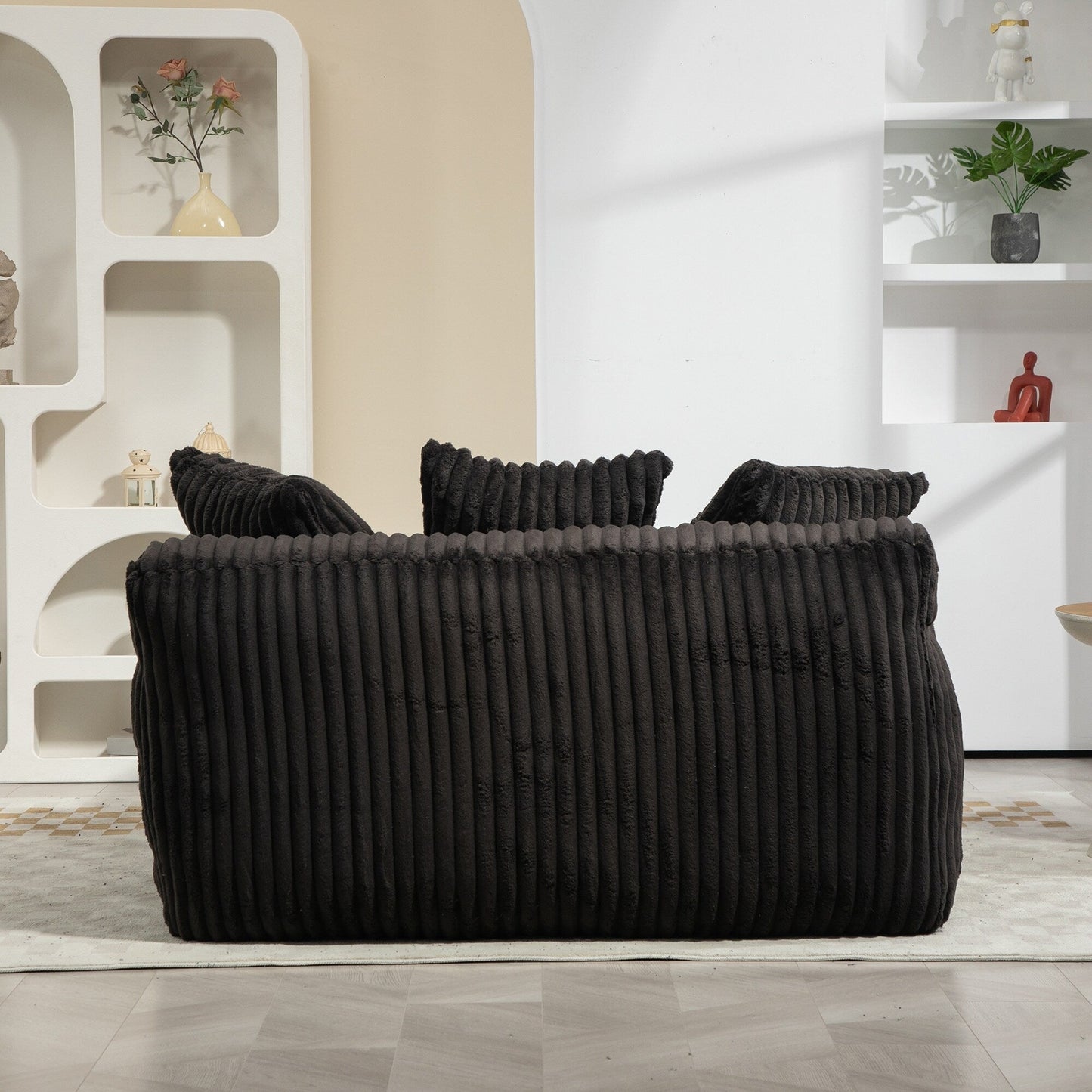 Corduroy Sleeper Sofa with High-Elastic Sponge Cushioning, No-Install Couch for Living Room