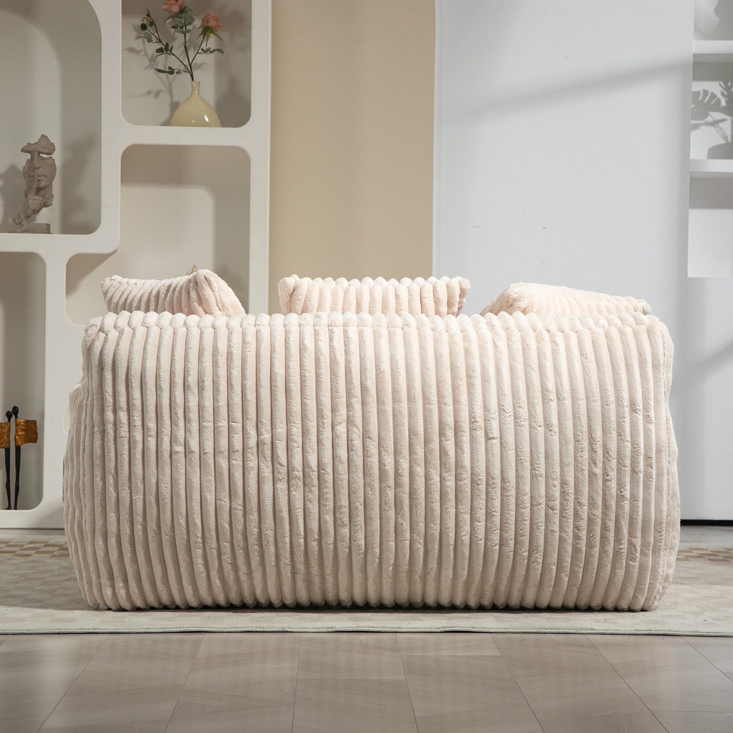 Corduroy Sleeper Sofa with High-Elastic Sponge Cushioning, No-Install Couch for Living Room