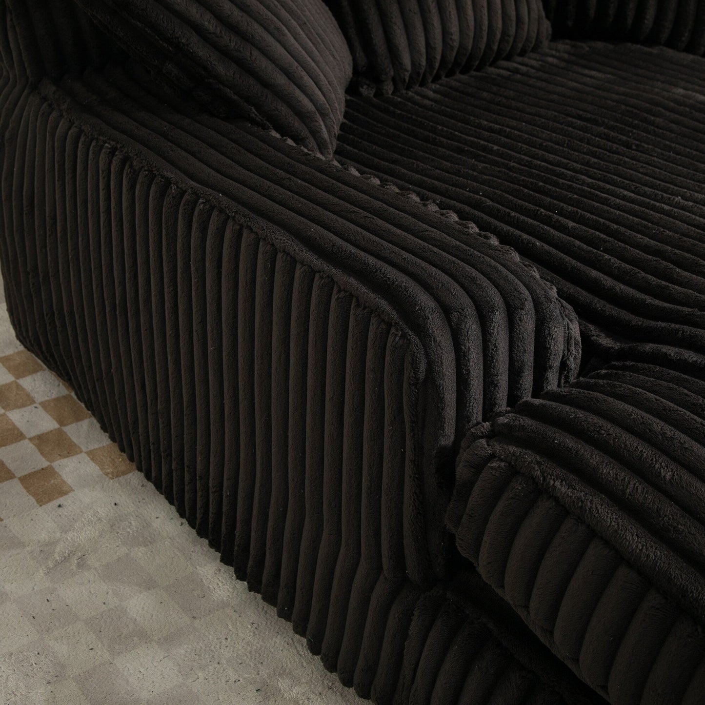 Corduroy Sleeper Sofa with High-Elastic Sponge Cushioning, No-Install Couch for Living Room