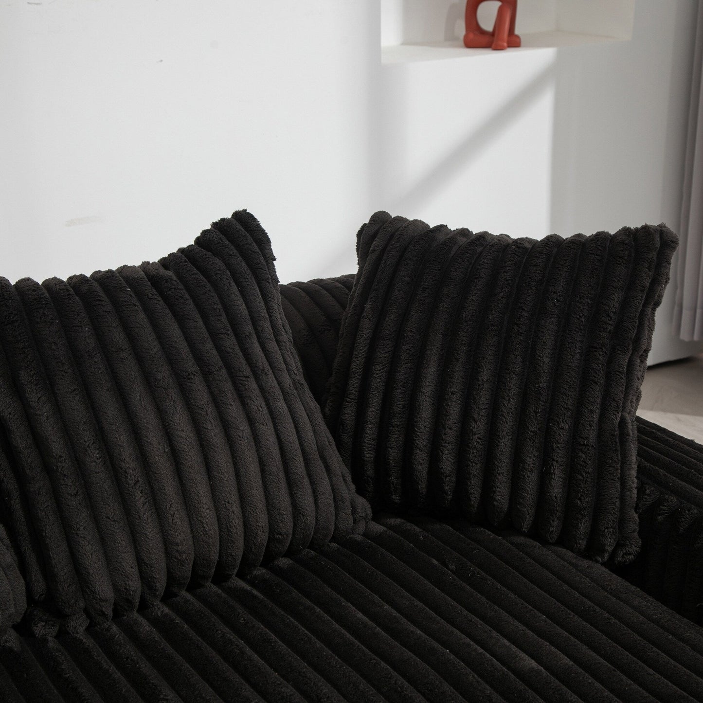 Corduroy Sleeper Sofa with High-Elastic Sponge Cushioning, No-Install Couch for Living Room