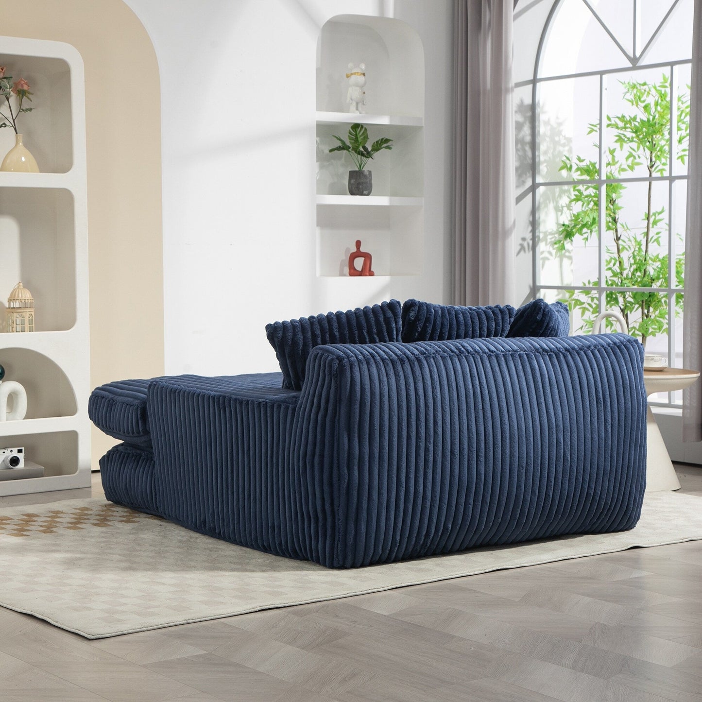 Corduroy Sleeper Sofa with High-Elastic Sponge Cushioning, No-Install Couch for Living Room