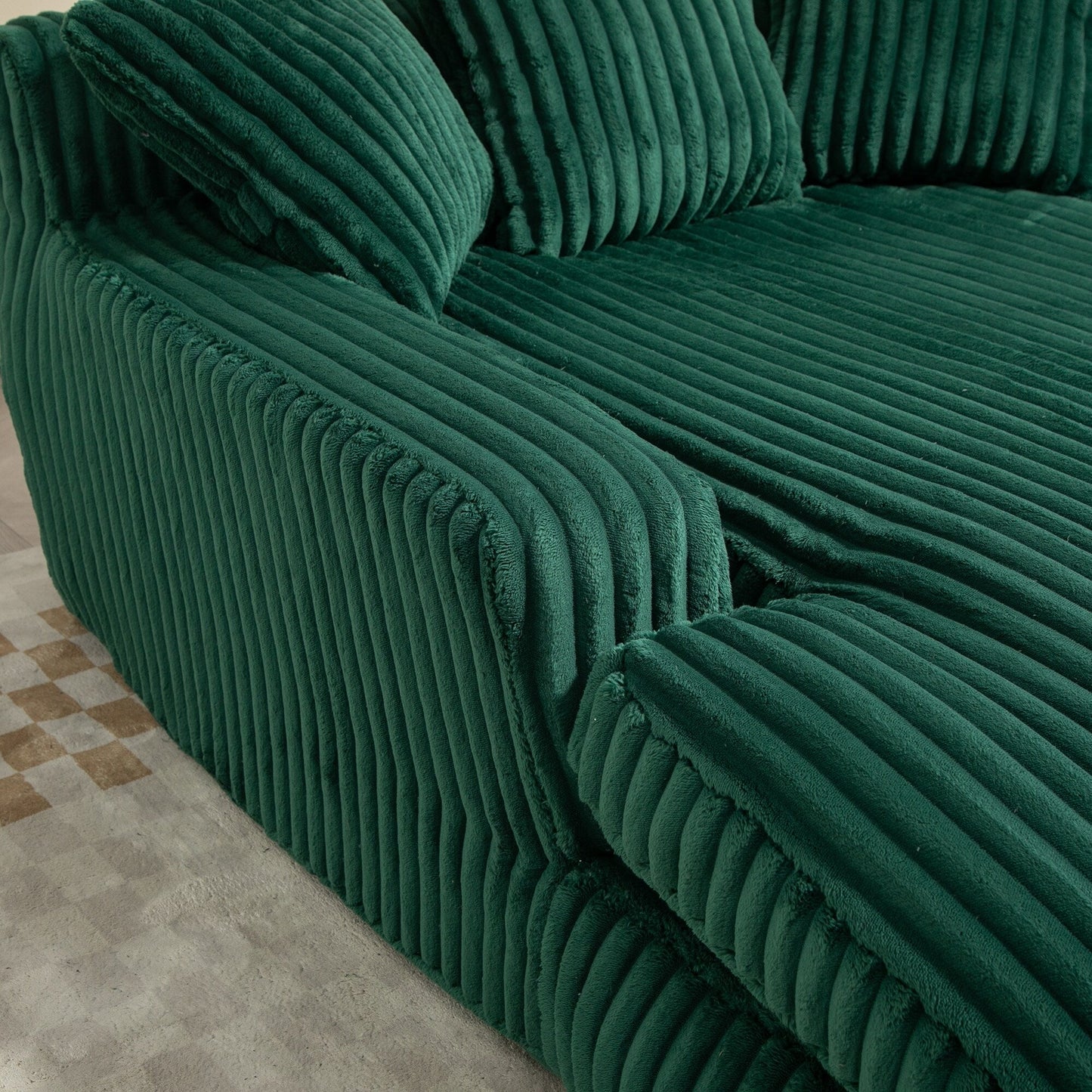 Corduroy Sleeper Sofa with High-Elastic Sponge Cushioning, No-Install Couch for Living Room