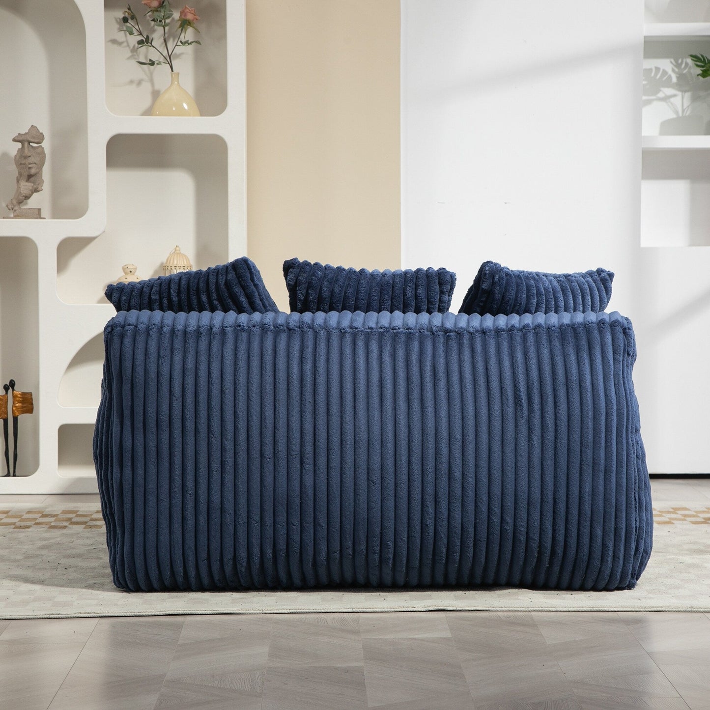 Corduroy Sleeper Sofa with High-Elastic Sponge Cushioning, No-Install Couch for Living Room