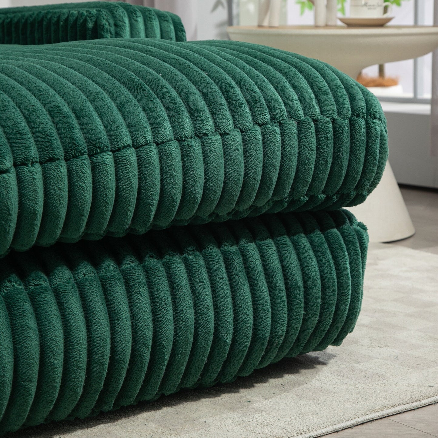 Corduroy Sleeper Sofa with High-Elastic Sponge Cushioning, No-Install Couch for Living Room
