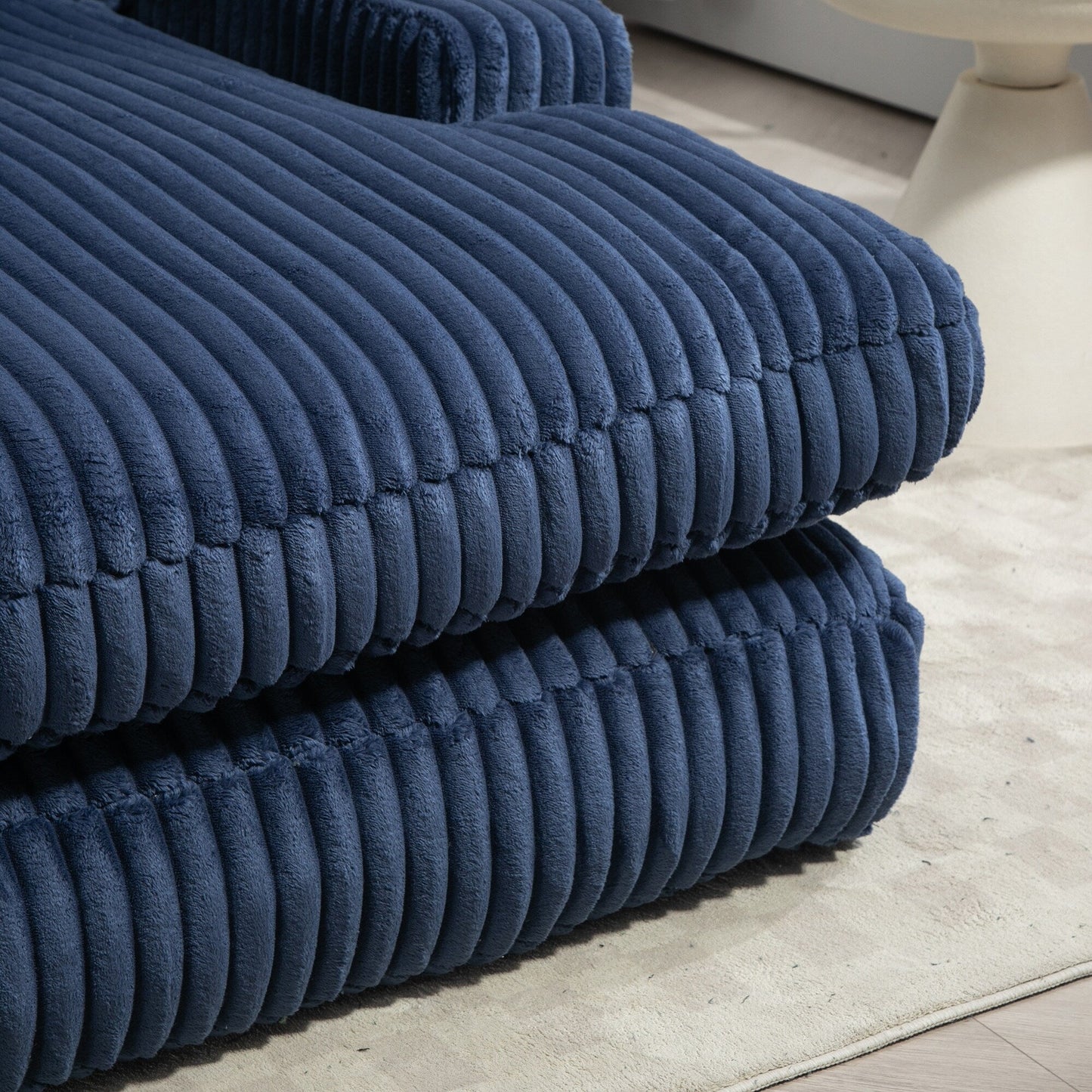 Corduroy Sleeper Sofa with High-Elastic Sponge Cushioning, No-Install Couch for Living Room