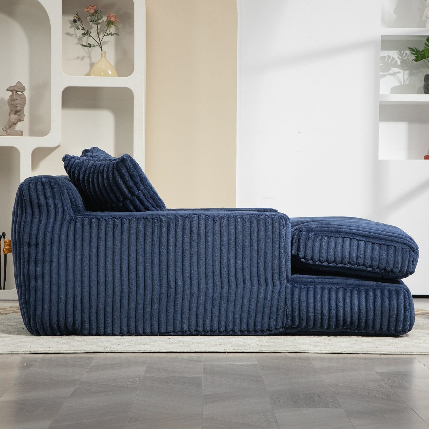 Corduroy Sleeper Sofa with High-Elastic Sponge Cushioning, No-Install Couch for Living Room