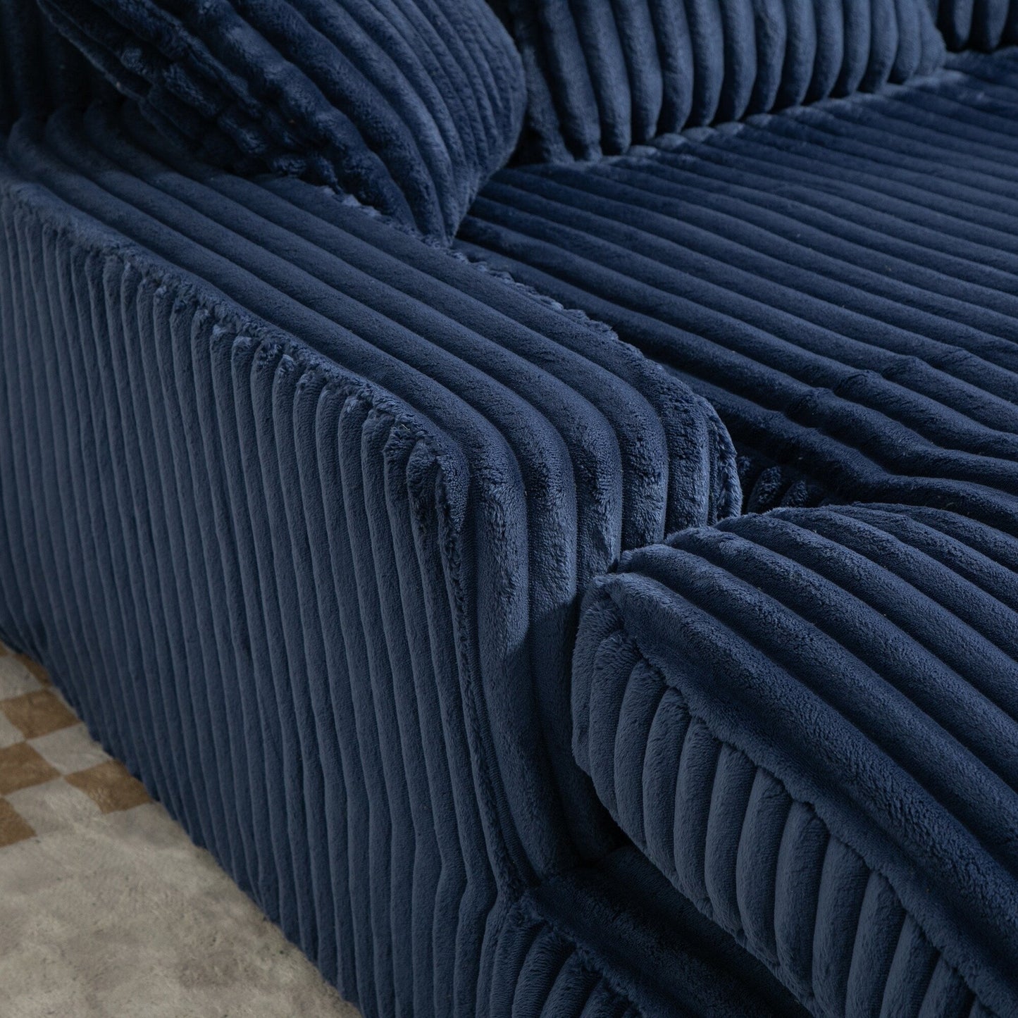 Corduroy Sleeper Sofa with High-Elastic Sponge Cushioning, No-Install Couch for Living Room