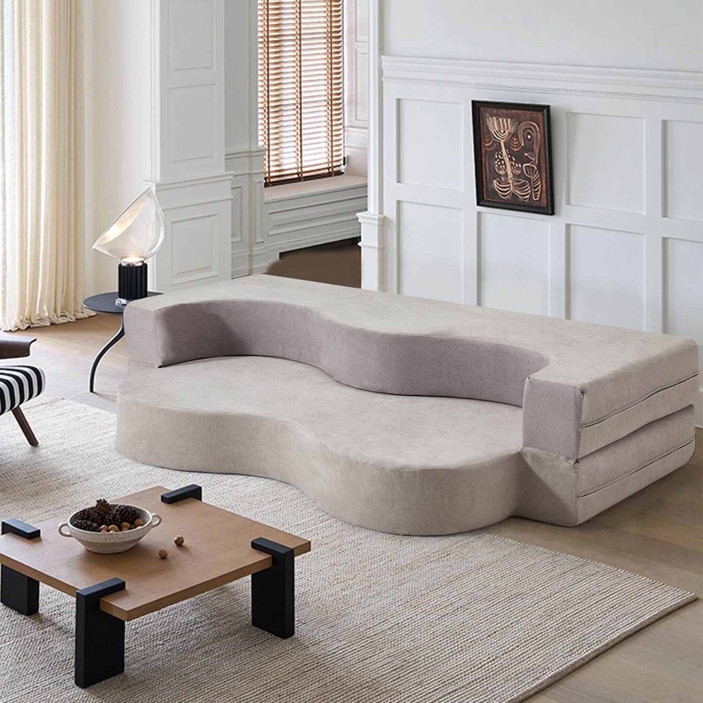 Convertible Folding Sofa Bed with High-Density Foam for Living Room, Guest Room, and Bedroom