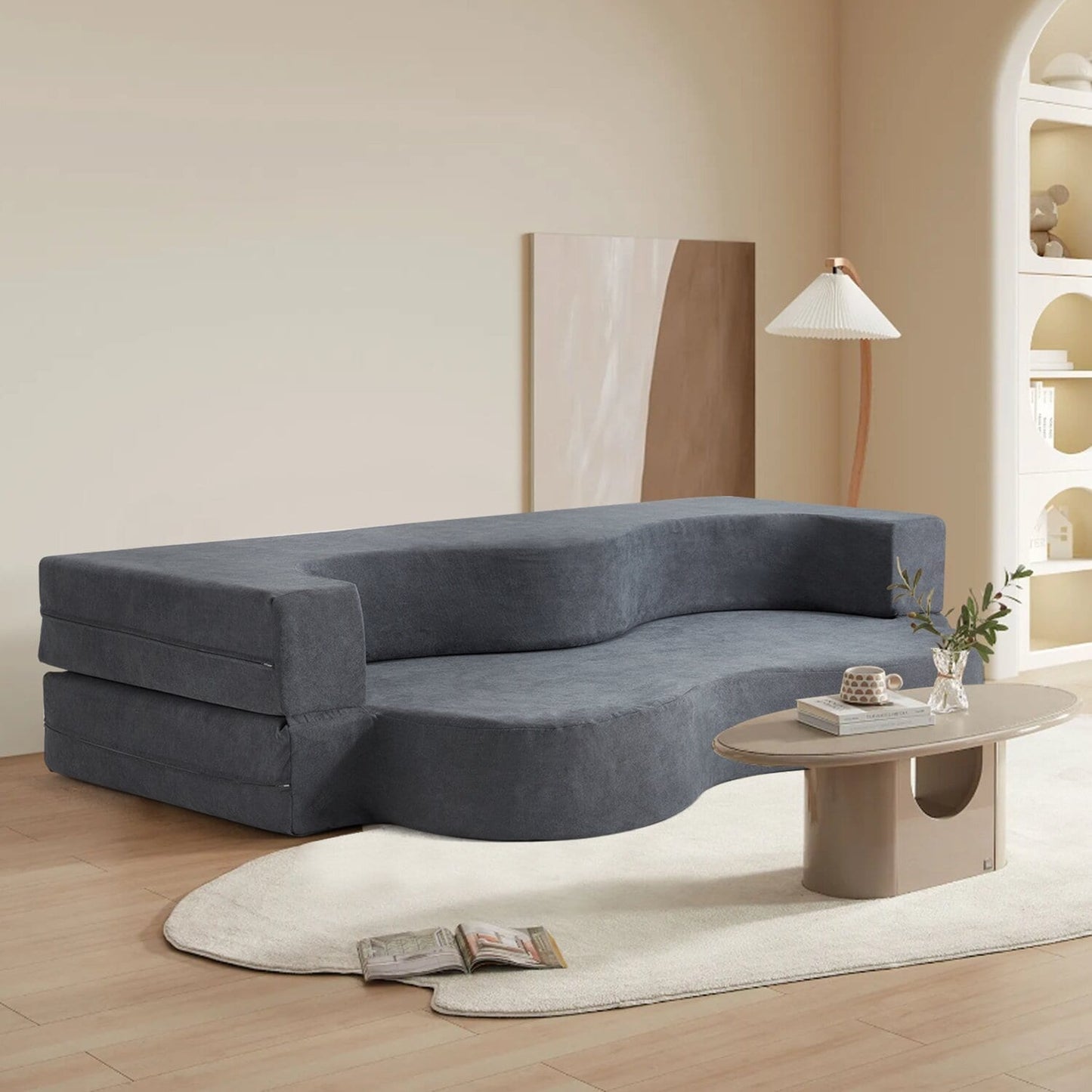 Convertible Folding Sofa Bed with High-Density Foam for Living Room, Guest Room, and Bedroom