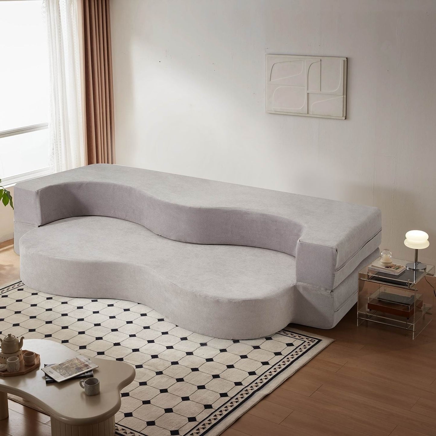 Convertible Folding Sofa Bed with High-Density Foam for Living Room, Guest Room, and Bedroom