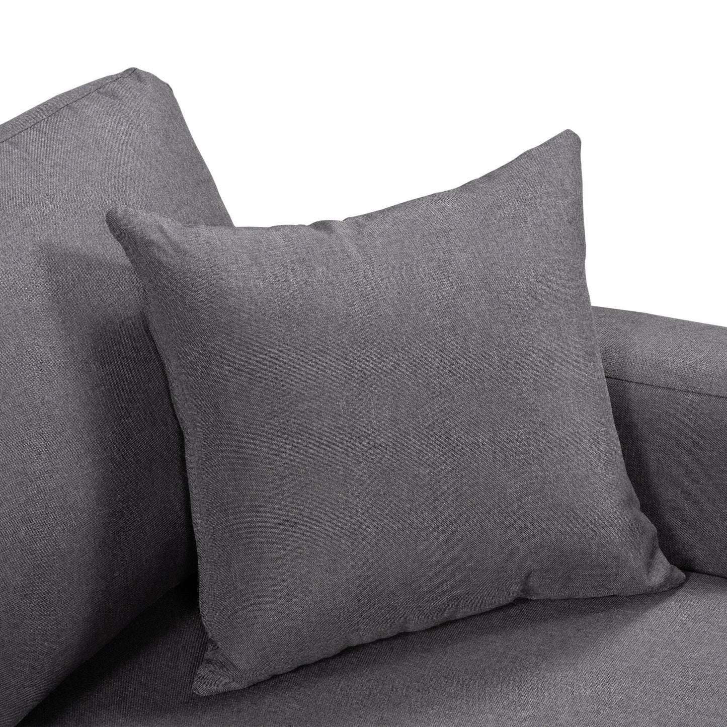 Convertible L-Shaped Sectional Sofa with Pull-Out Bed and Storage Space, 2 Tossing Cushions
