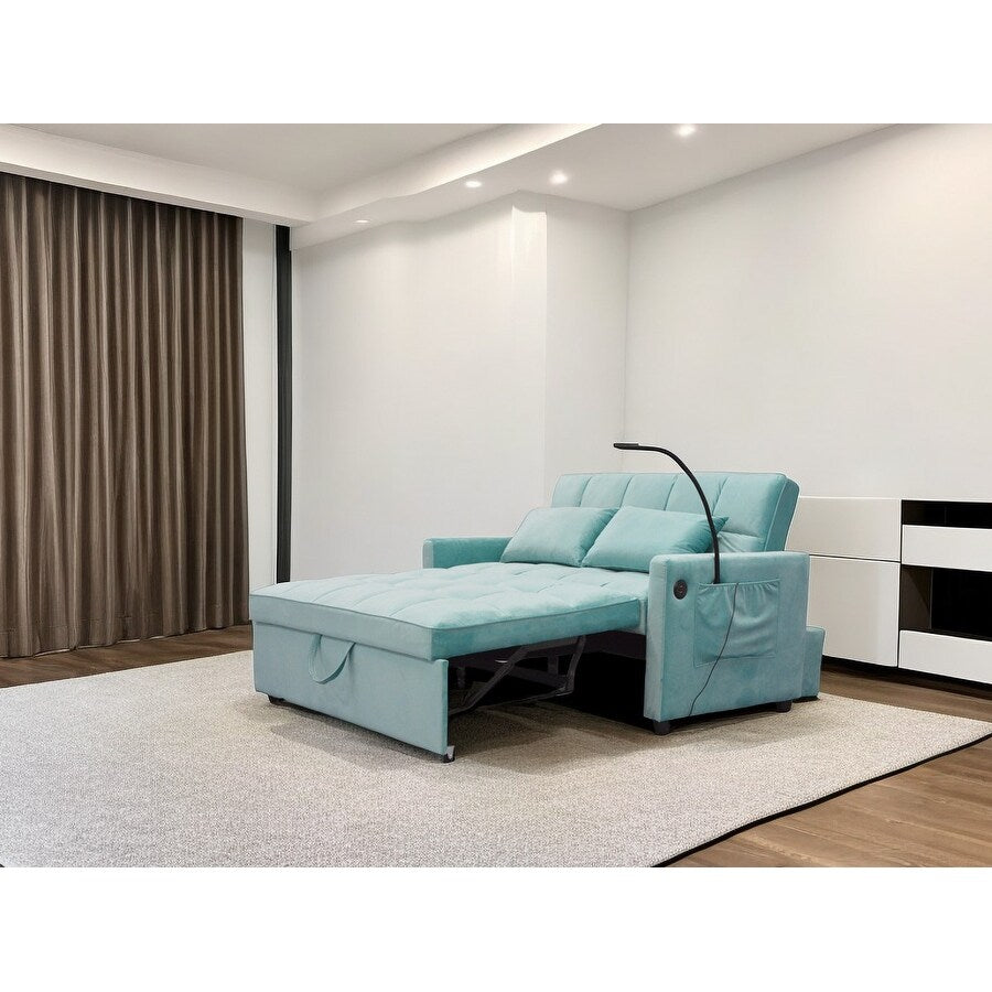 Convertible Pullout Loveseat Sofa Bed with Phone Holder