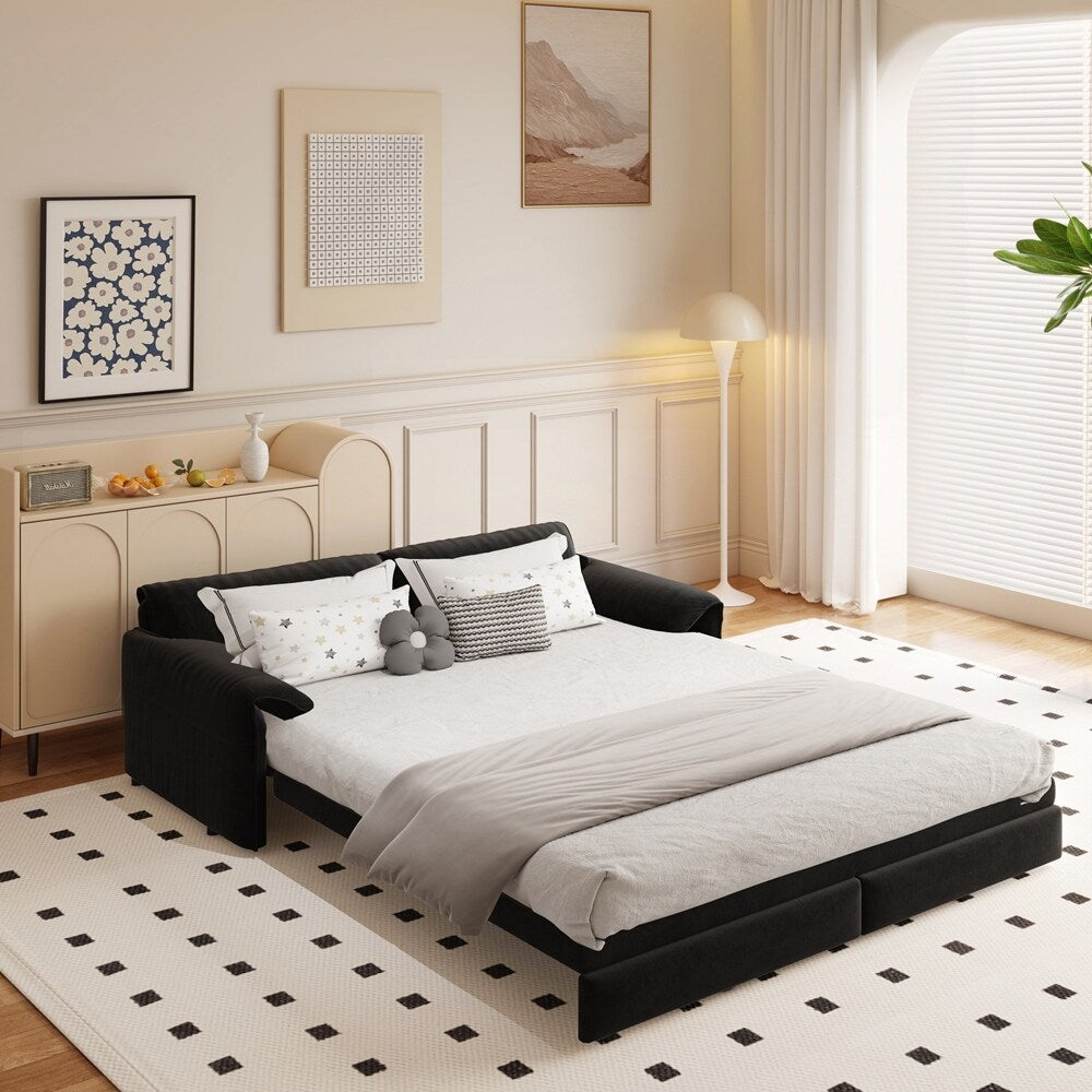 Convertible Sleeper Sofa Multi-Functional Velvet Loveseat Bed