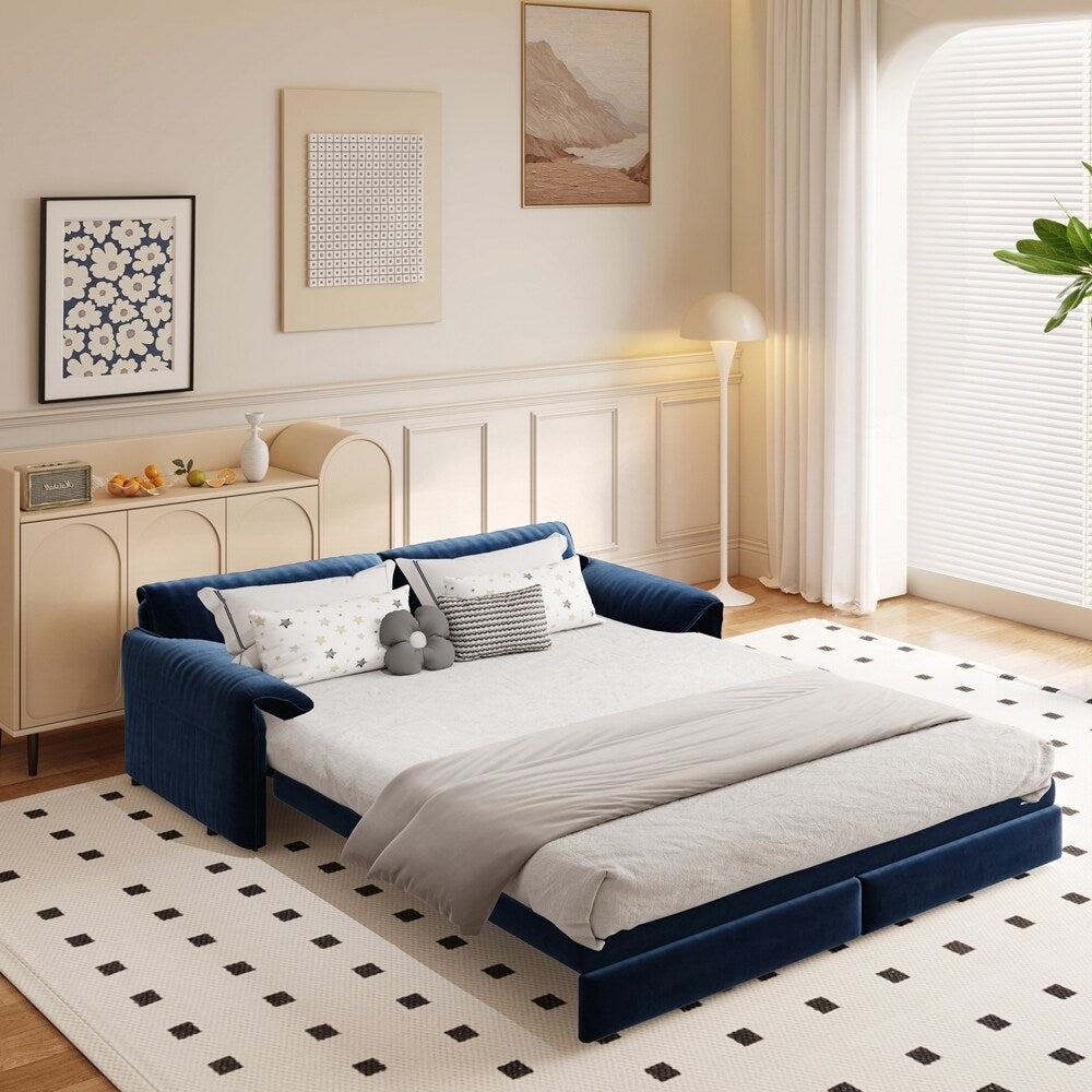 Convertible Sleeper Sofa Multi-Functional Velvet Loveseat Bed