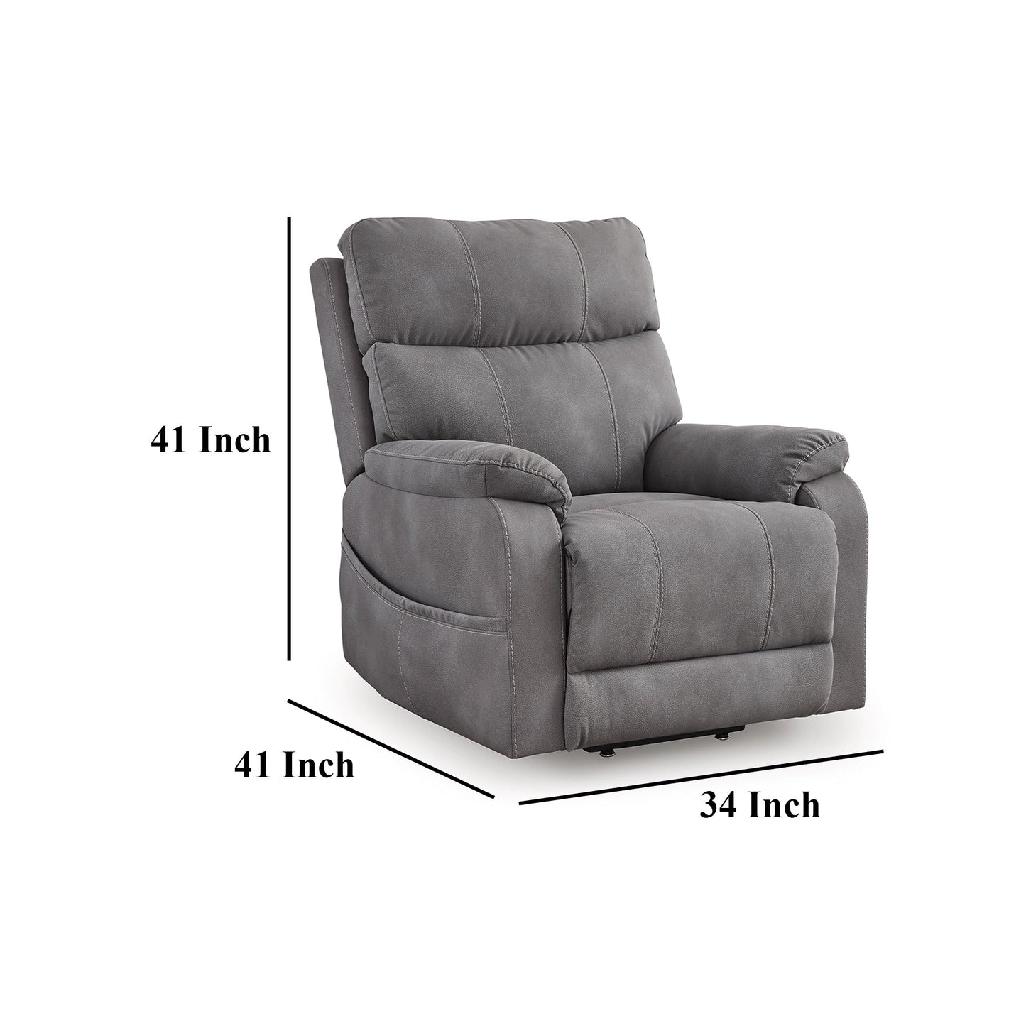 Corbin Power Lift Recliner Chair, Gray Faux Leather, Pillow Top Arms