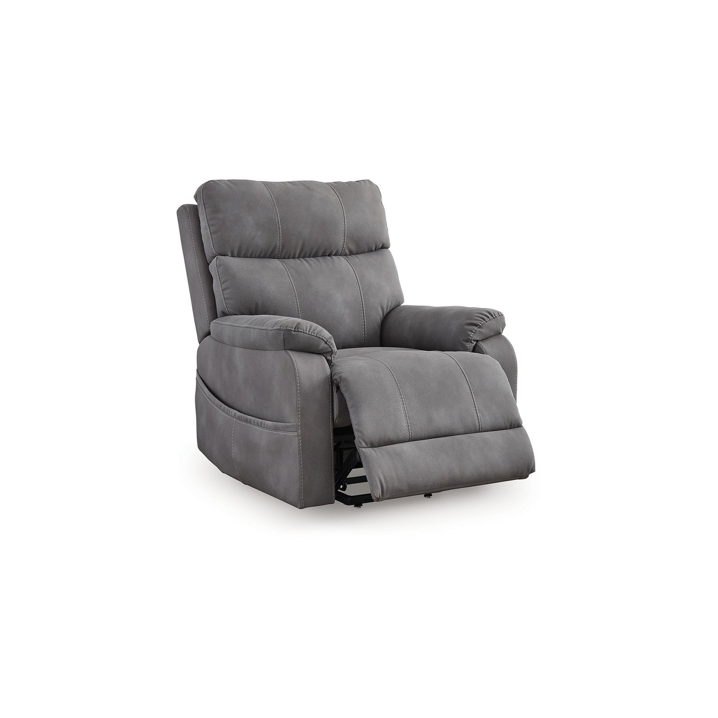 Corbin Power Lift Recliner Chair, Gray Faux Leather, Pillow Top Arms