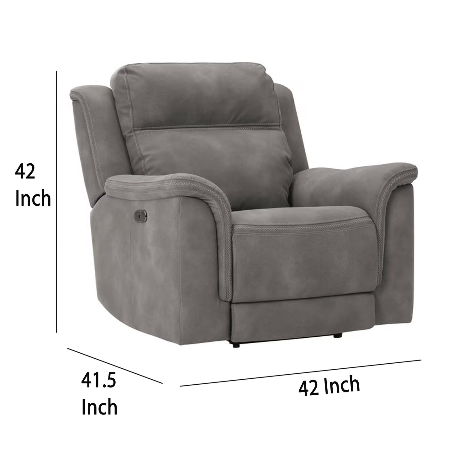 Corbin Power Recliner Chair, Zero Draw USB, Slate Gray Faux Leather