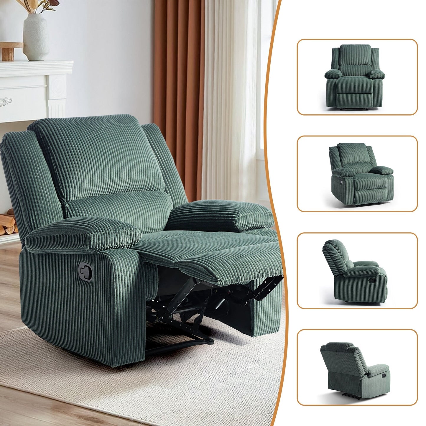 Corduroy Adjustable Recliner Chair Sofa for Living Room