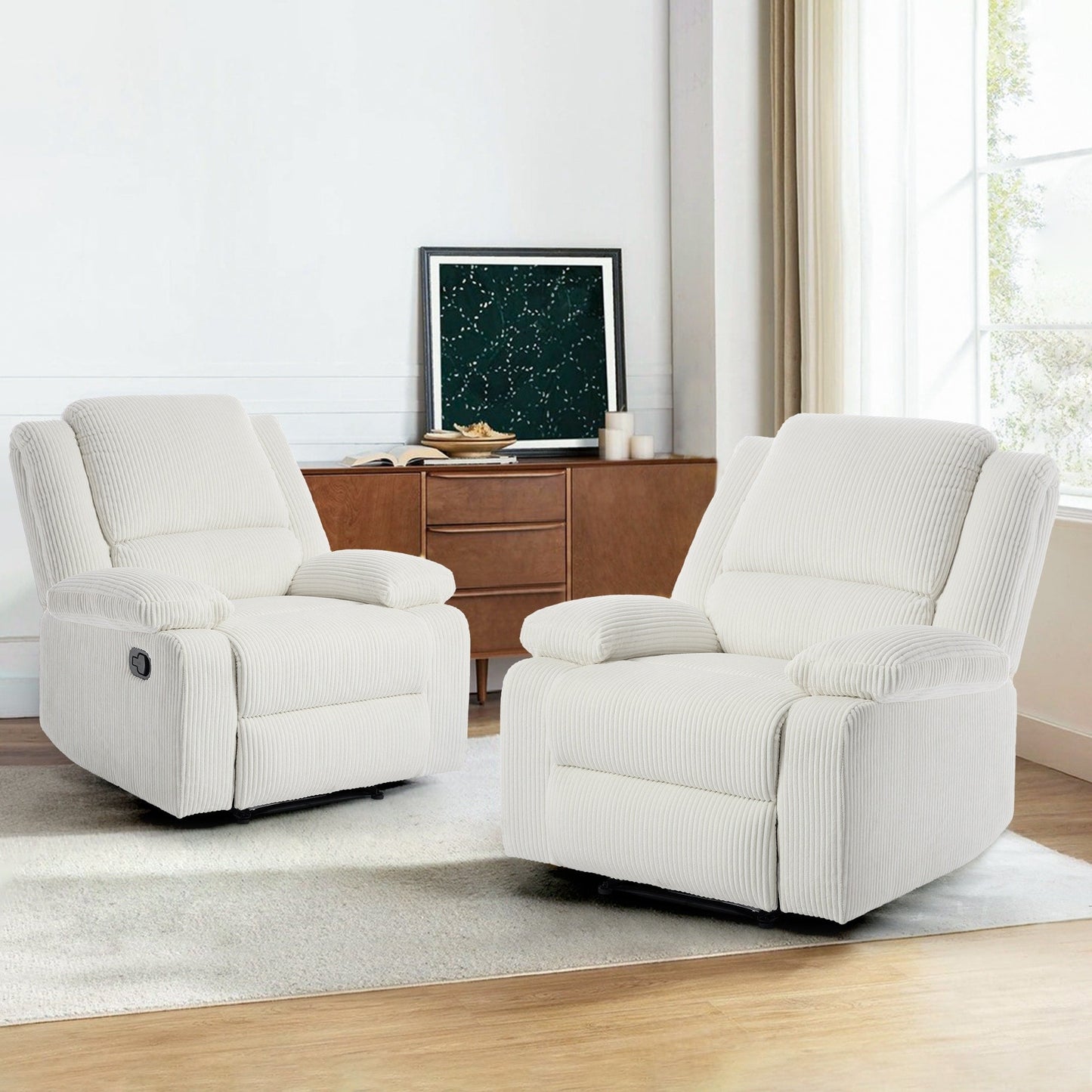 Corduroy Adjustable Recliner Chair Sofa for Living Room