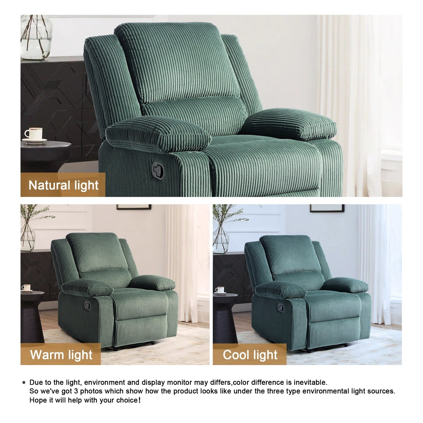 Corduroy Adjustable Recliner Chair Sofa for Living Room