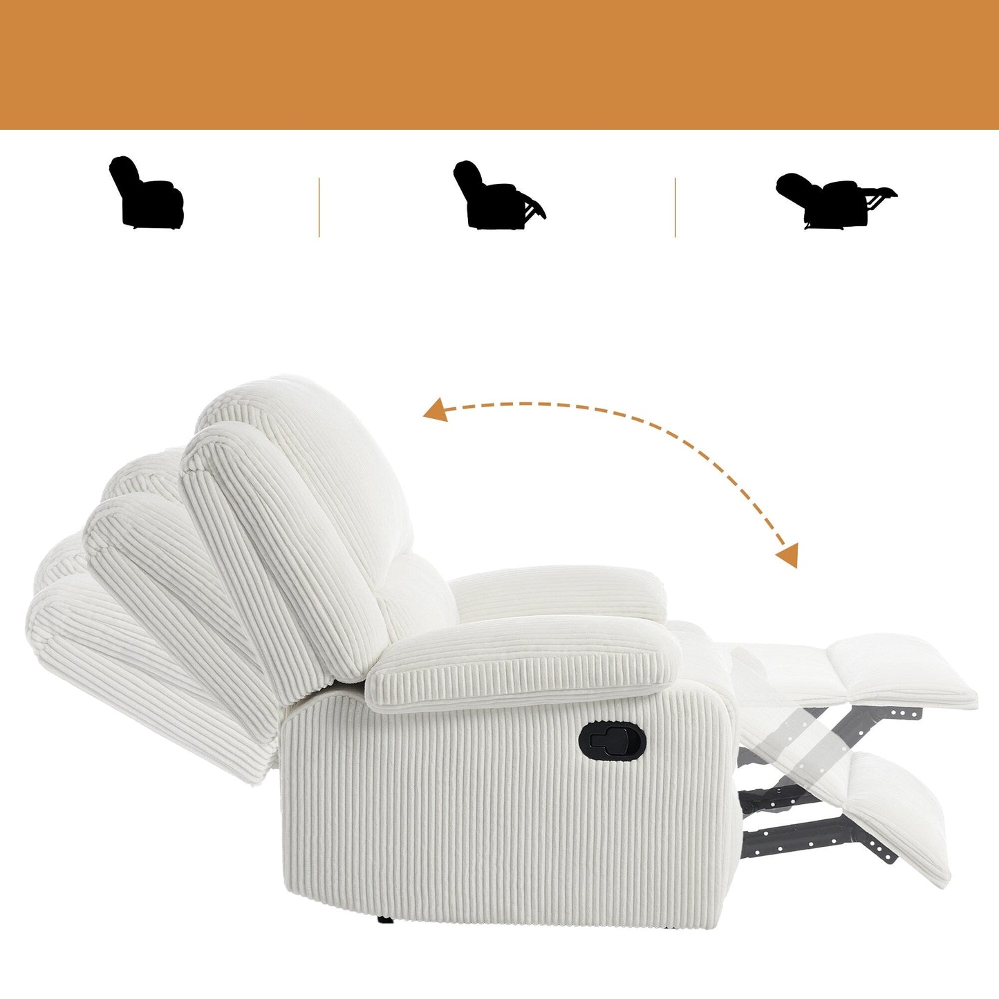 Corduroy Adjustable Recliner Chair Sofa for Living Room