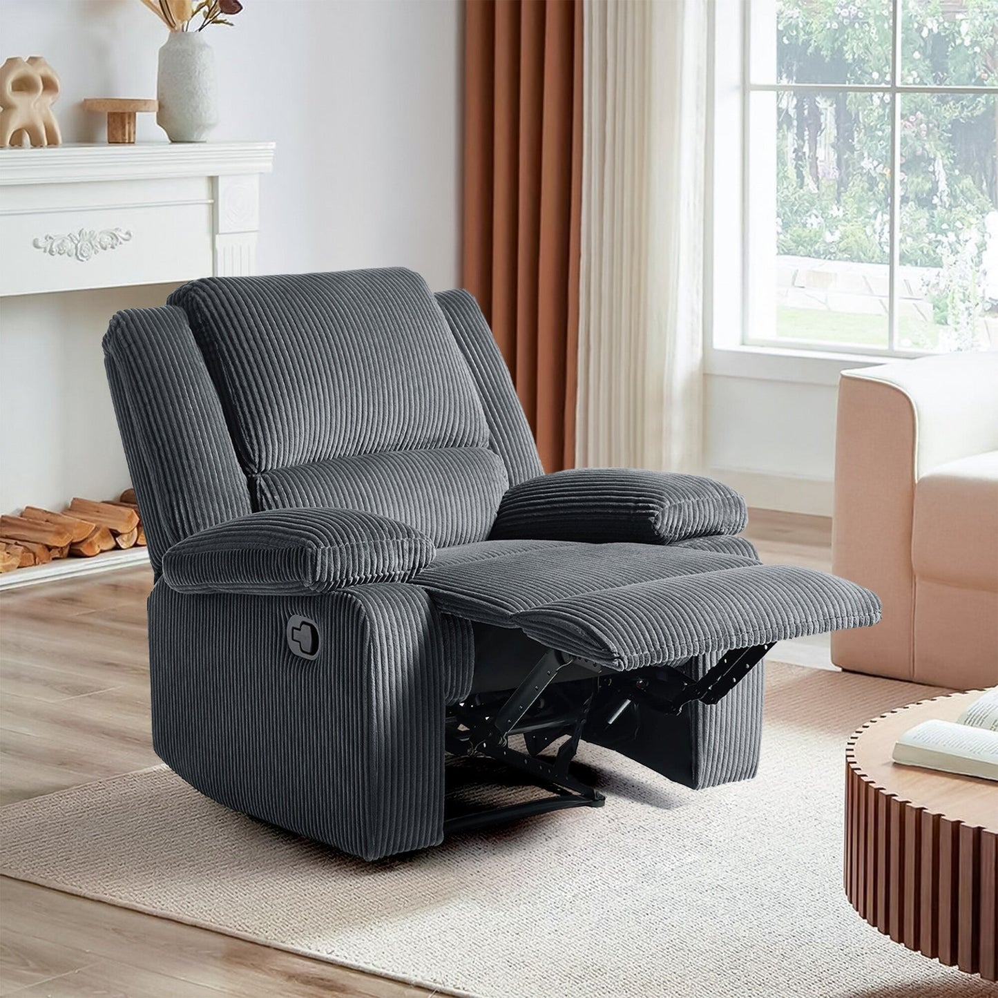 Corduroy Adjustable Recliner Chair Sofa for Living Room