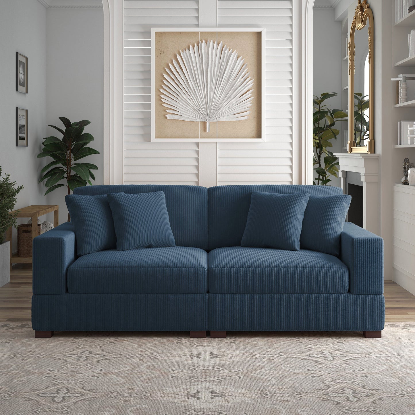 Corduroy Couch Modular Sectional Sofa with Pillows