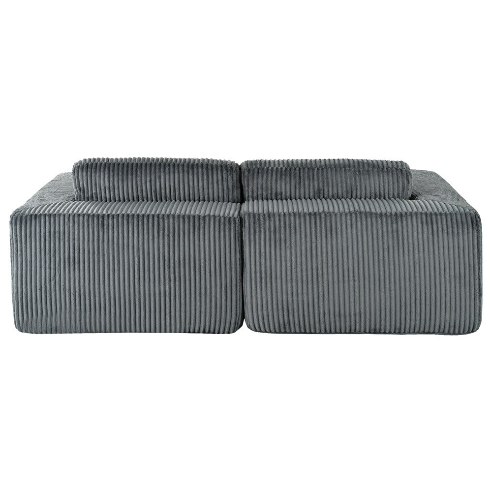 Corduroy Double Sofa Bed with 2 Pillows