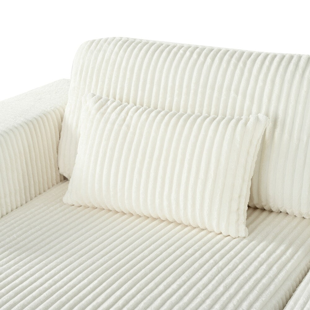 Corduroy Double Sofa Bed with 2 Pillows
