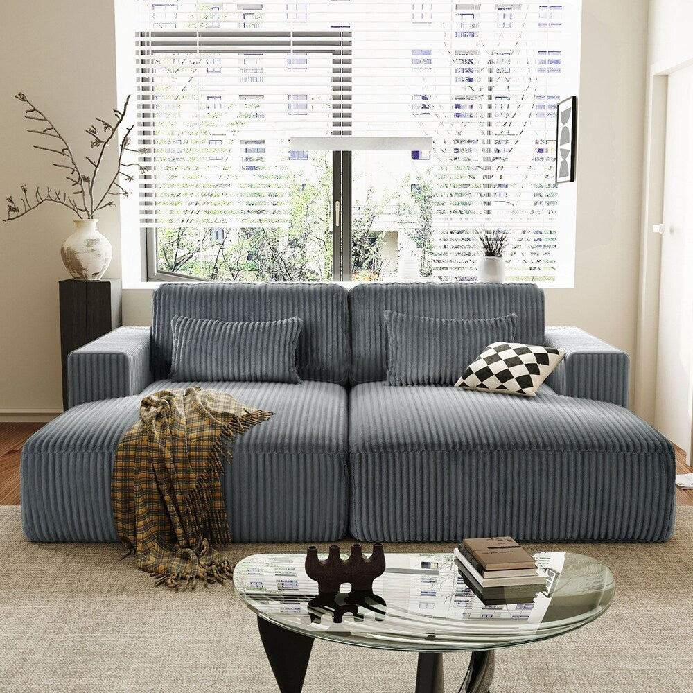 Corduroy Double Sofa Bed with 2 Pillows
