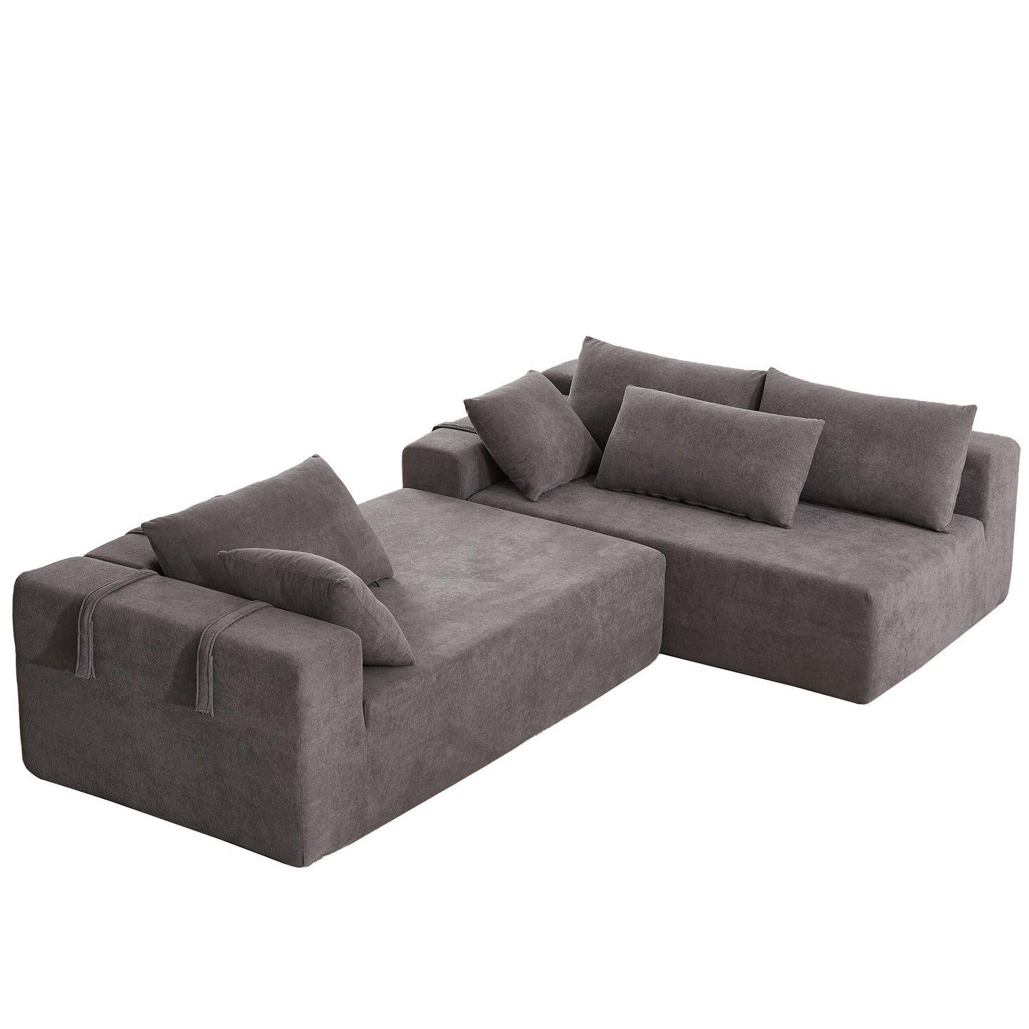 Corduroy Fabric 3-Seater Cloud Couch with 2 Movable Footrest,U Shaped Couch Set,Upholstered Deep Seat 2-Seat with 3 cushions