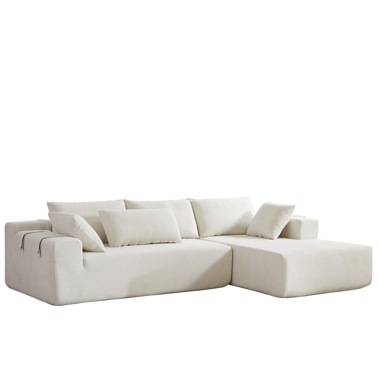 Corduroy Fabric 3-Seater Cloud Couch with 2 Movable Footrest,U Shaped Couch Set,Upholstered Deep Seat 2-Seat with 3 cushions